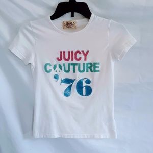 JUICY COUTURE Peace Sign T-shirt Colorful Sparkles
